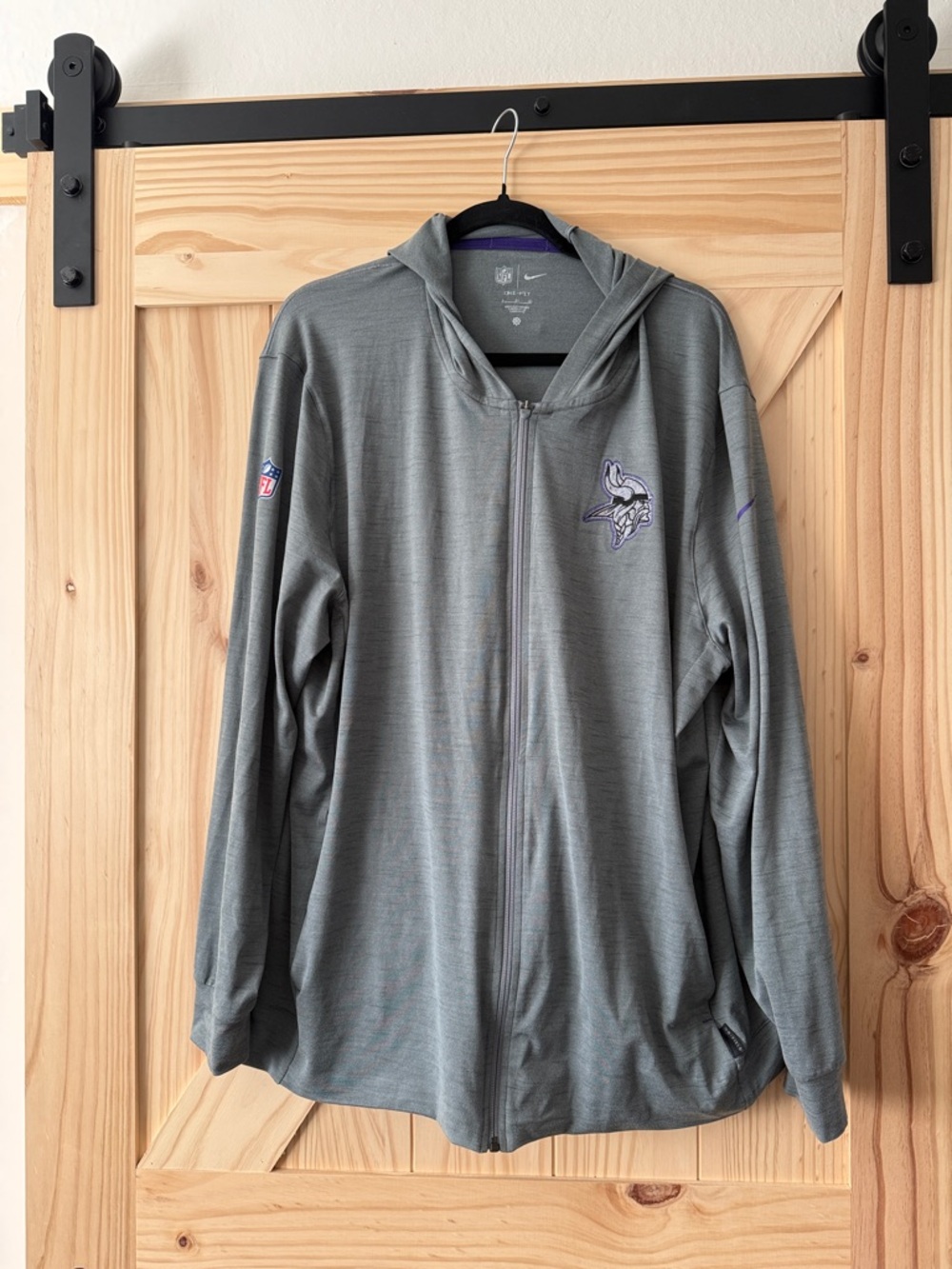 Nike Gray Minnesota Vikings Zip Hoodie with Team Logo